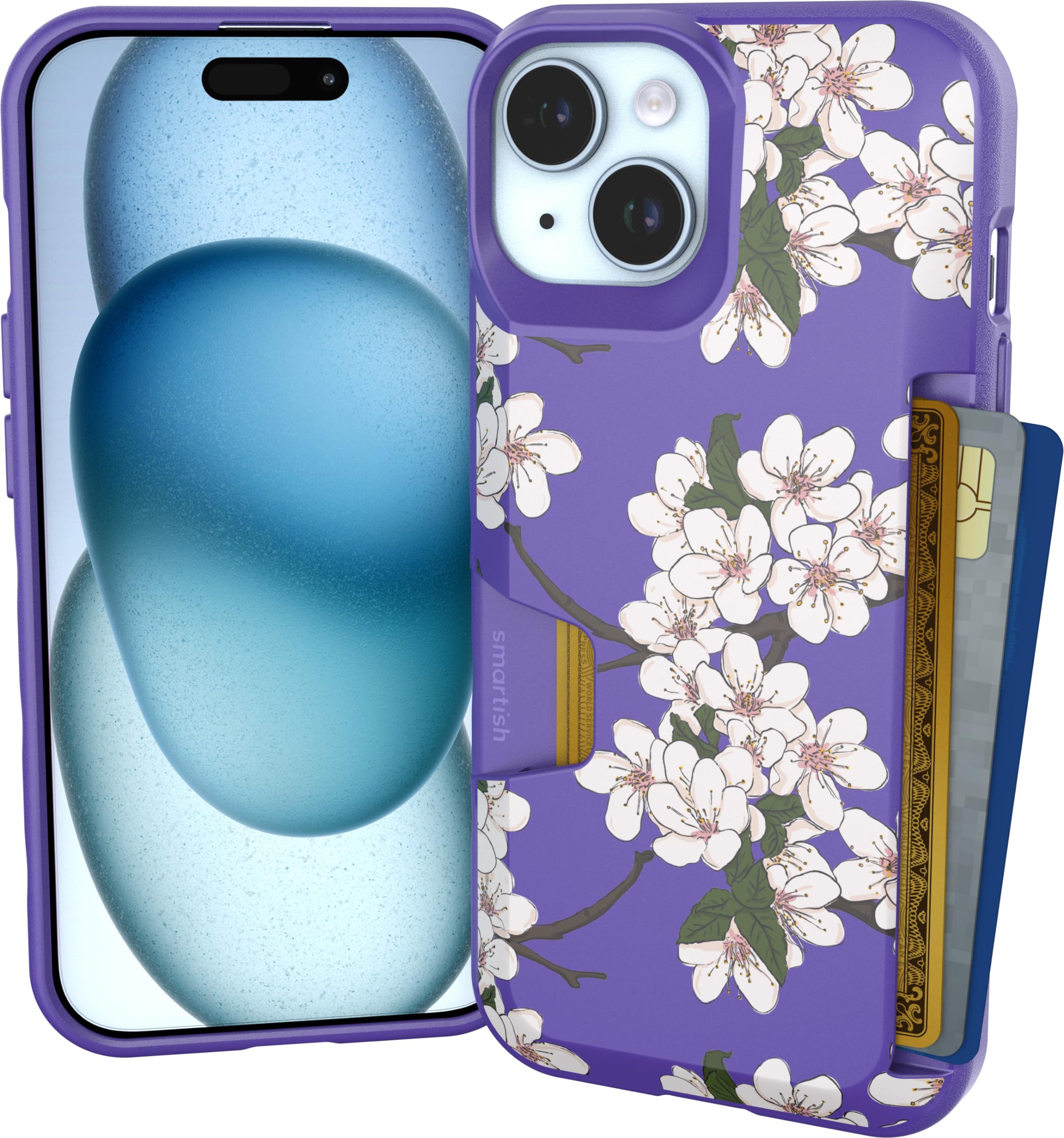Smartish iPhone 15 Wallet Case, Wallet Slayer Vol 1, Cherry Blossom