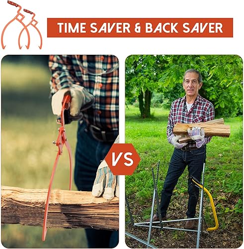 Miniatura 5 de Blulu 2 pinzas para troncos de 20 pulgadas, 12 pulgadas, 2 garras, pinzas deslizantes con agarre antideslizante, de acero inoxidable, levantador de