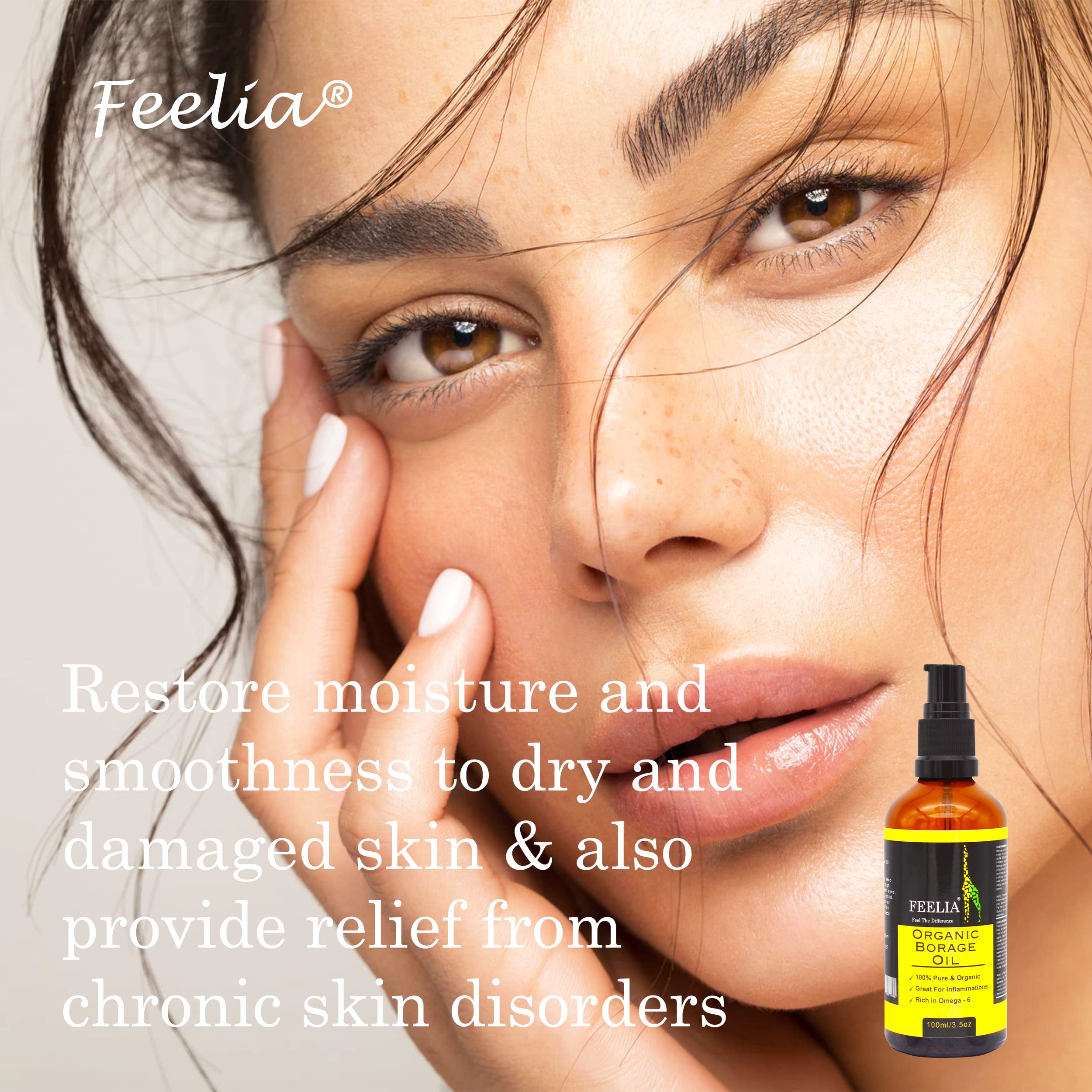 Feelia - Olio di borragine organico - spremuto a freddo, ricco di Omega 6, ottimo per le infiammazioni, 100% puro e biologico