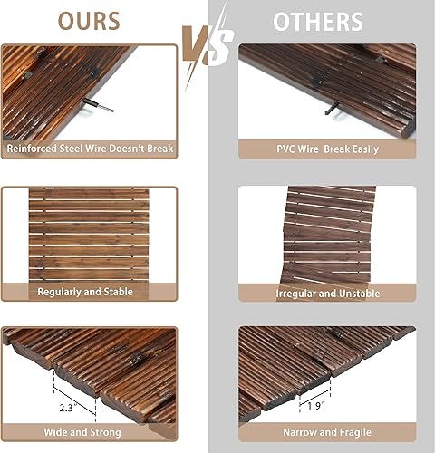 Miniatura 3 de Spurgehom Camino de jardín de madera de 8 pies, camino recto para exteriores, camino de suelo de cedro, camino decorativo, césped, patio, adoquines,