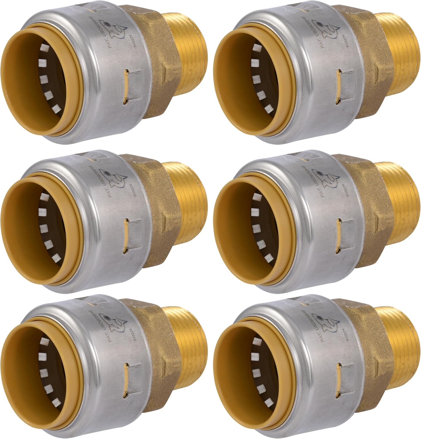 SharkBite Max 1 Inch x 3/4 Inch MNPT Adapter, Pack of 6, Push-to-Connect Brass Plumbing Fitting, UR142