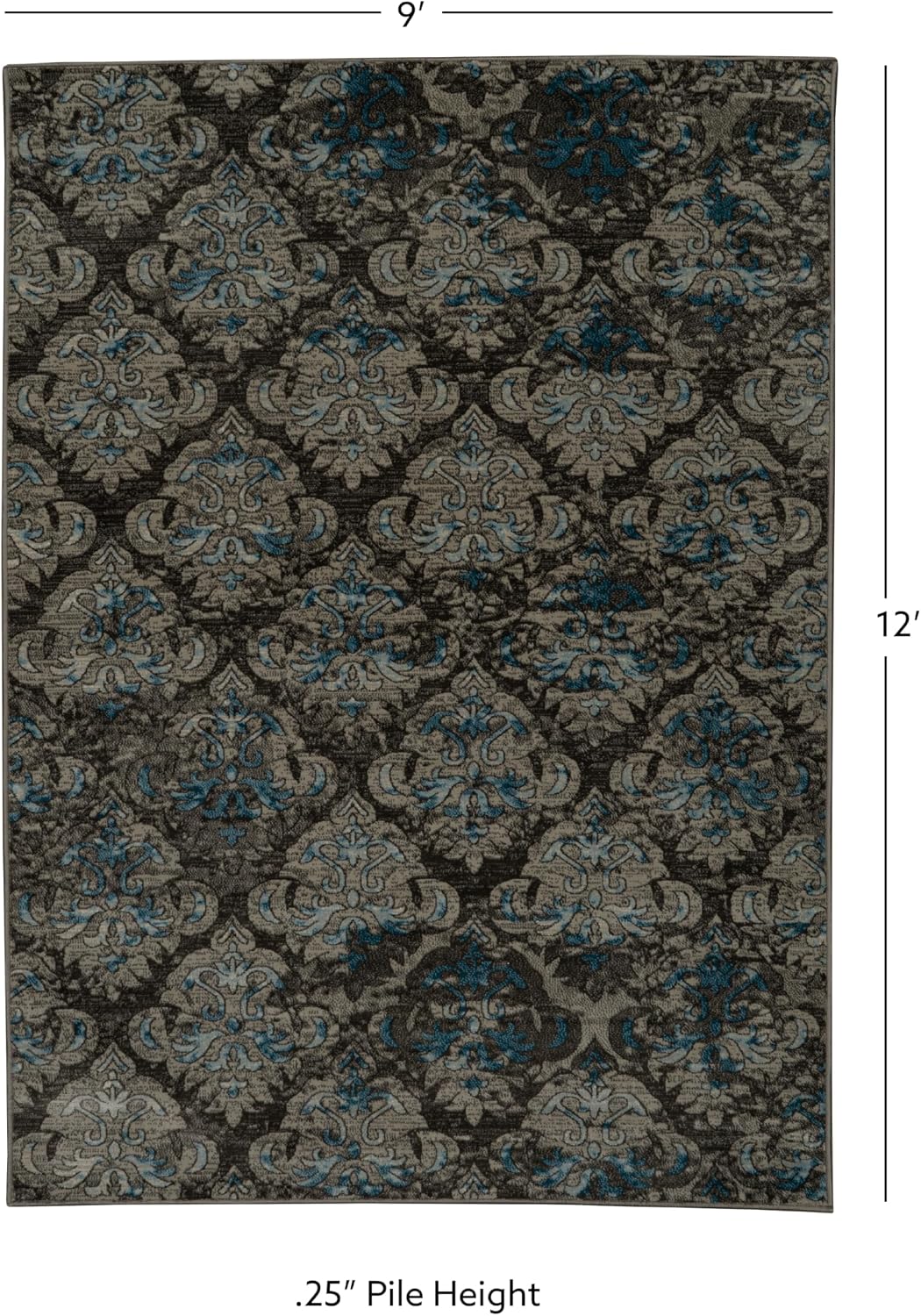 Linon Vintage Collection Grey Clara 9' x 12' Area Rug