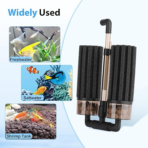 Miniatura 8 de hygger Filtro de esponja doble para acuario filtro de esponja mejorado con área de filtración más grande, viene con clip extensible, 2 esponjas