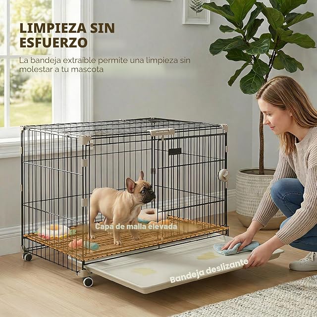 Foto 6 de 8 de PawHut Jaula para Perros, 30 Pulgadas Jaula metálica con 2 Puertas, Negro