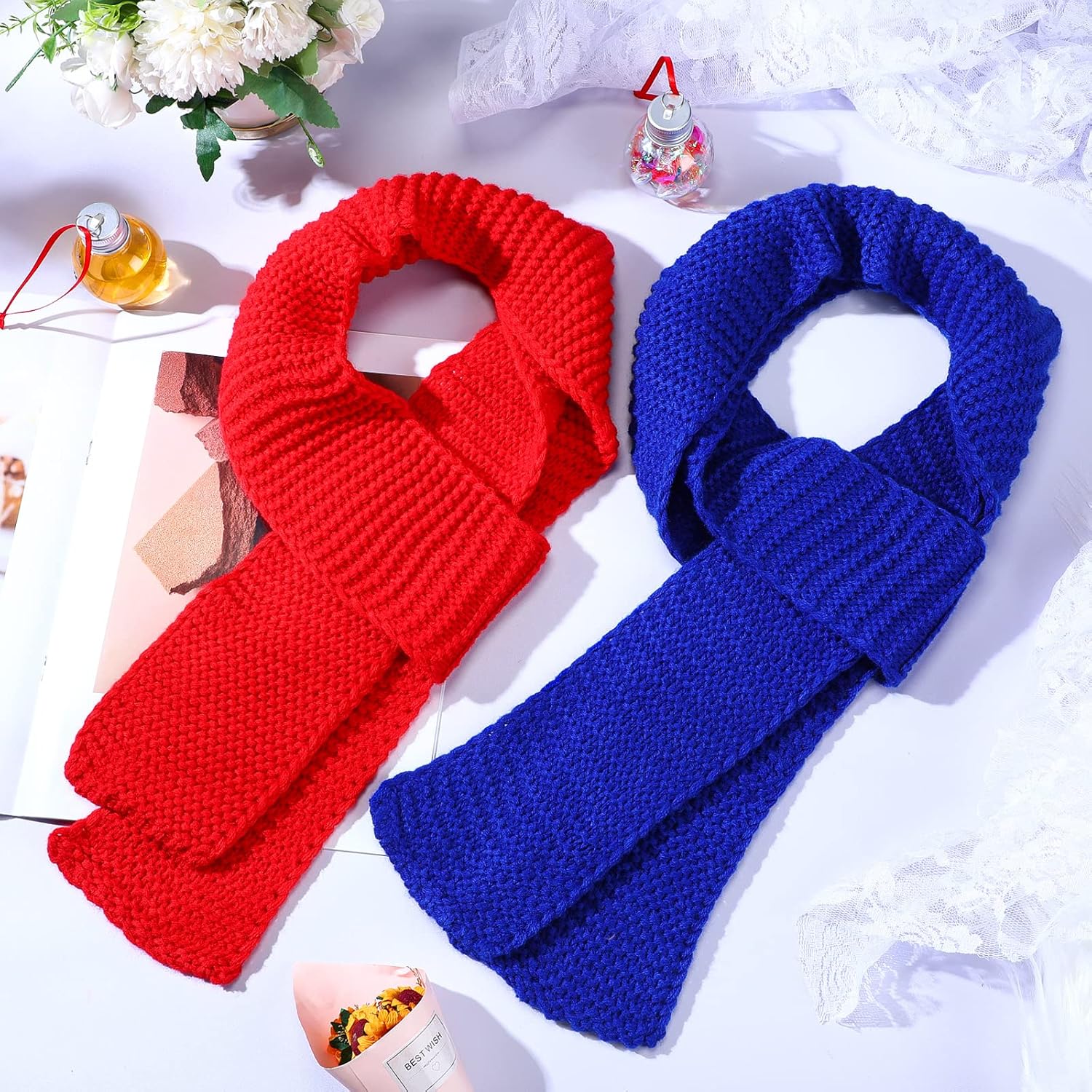 2 Pcs Kids Winter Warm Knit Scarves Warm Scarf Blue Red Scarf Girl Neck Warmer Kids Knitted Scarf Soft Warm Scarves Knitted Scarves Wrap for Toddler Boys: Clothing, Shoes & Jewelry