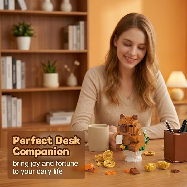 Costruzioni Capibara Set Mattoncini 610 Pezzi - Puzzle 3D Animale Creativo per Bambini e Adulti, Modello Decorazione Scrivania Kawaii, Idea Regalo Divertente e Rilassante - 2