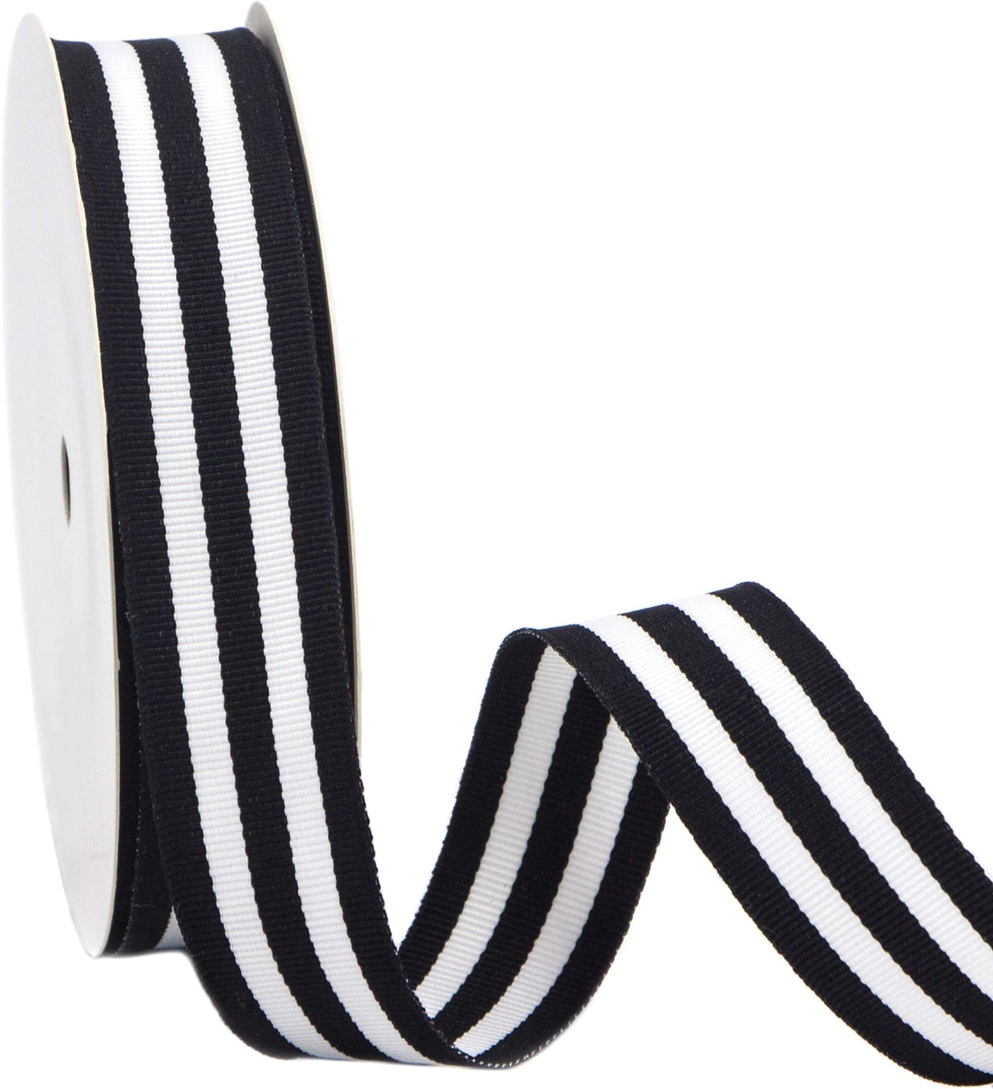 Ribbli Black and White Striped Grosgrain Ribbon,7/8-Inch x10-Yard,Use for Gift Wrapping,Party Decoration,All Crafting and Sewing