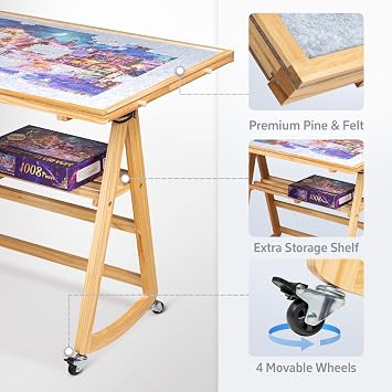 Lavievert 1500 Piece Tilting Puzzle Table with 5 Colored Drawers & Cover