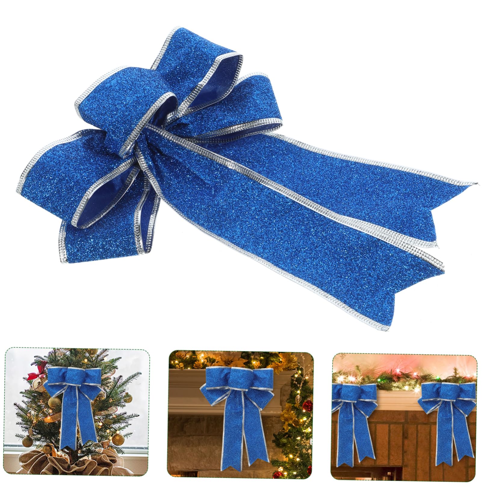 Homoyoyo 5piezas Lazo Navideño De Tela Brillante Lazos Navideños para Árbol De Navidad Cinta De Obsequio Nudo para Decoración De Navidad
