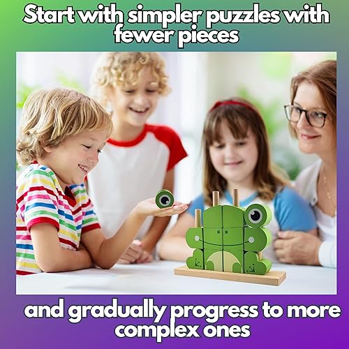 Miniatura 6 de Rompecabezas de madera para niños Montessori Bloques de construcción  Juguetes educativos de aprendizaje preescolar, rompecabezas apilables de