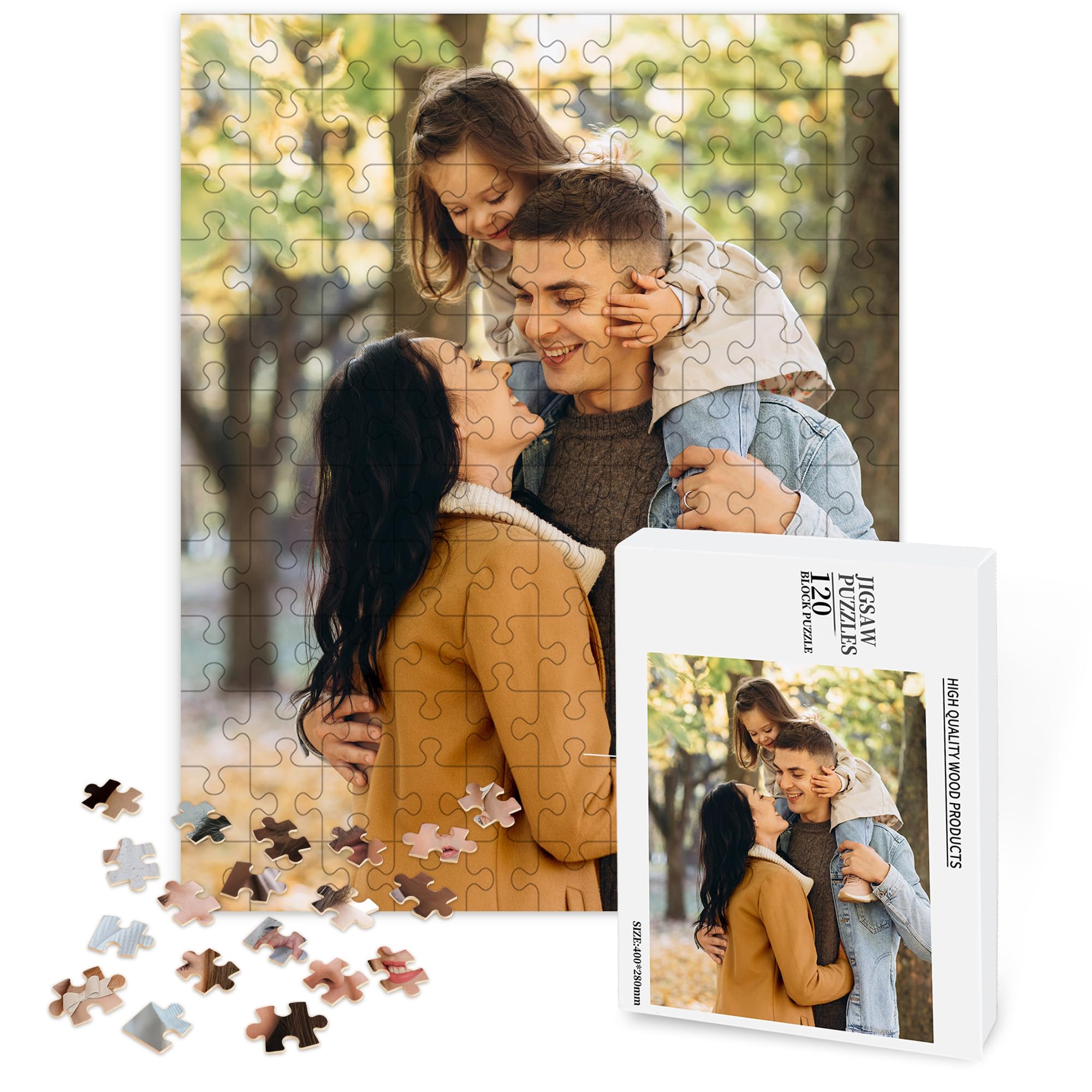 Easycosy Personalised Photo Jigsaw Puzzle 35/70/120 Pieces for Kids Adults Custom Picture Text Birthday Anniversary Memory Personalised Gifts for Loved One - Horizontal/Vertical
