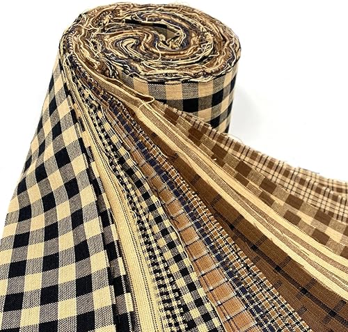 Miniatura 1 de Rollo precortado de tela de algodón marrón y negro, 22 unidades, 2.5 x 44 pulgadas, rollo de gelatina JCS
