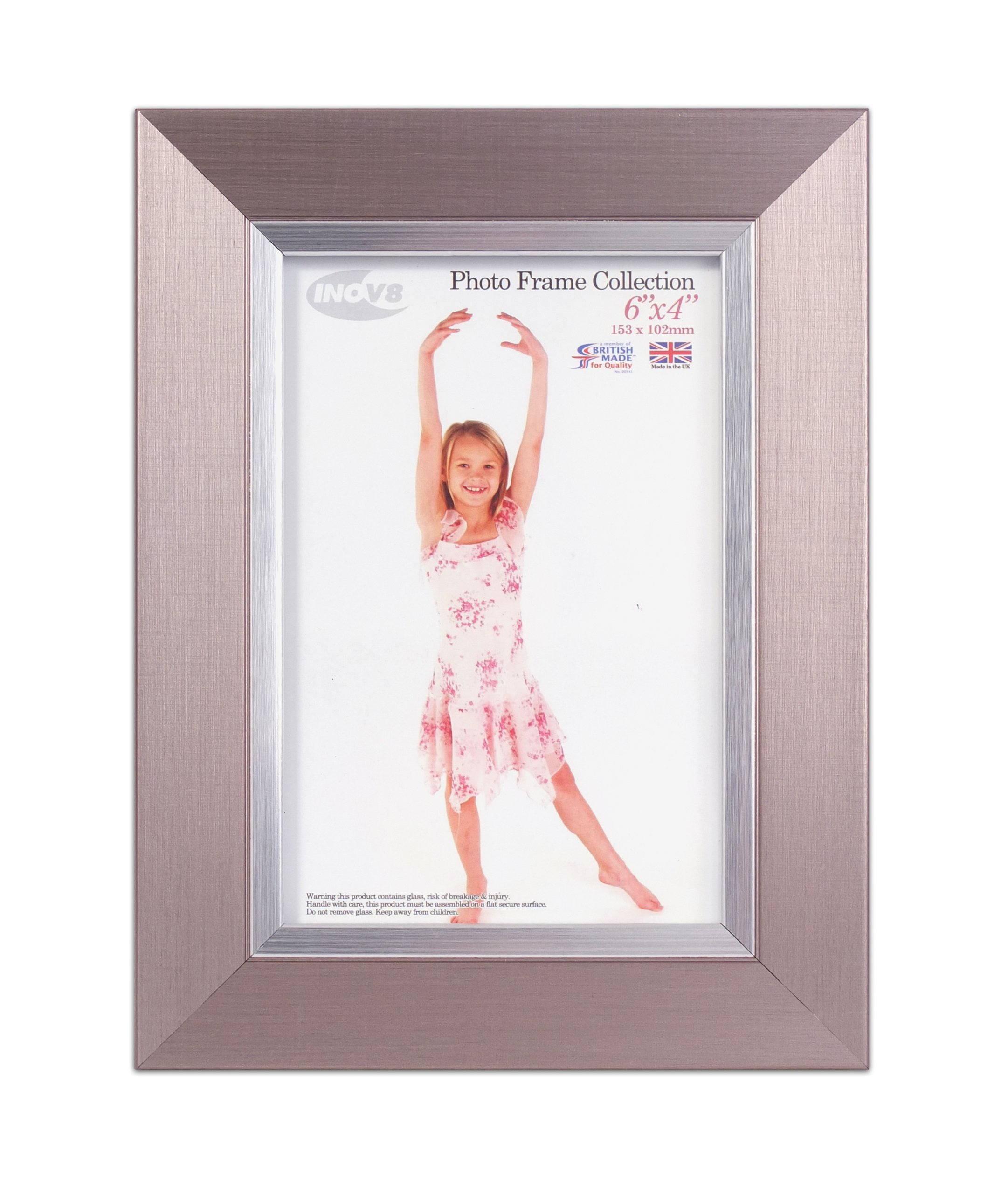 Inov8 British Made Traditional Picture/Photo Frame, Pewter Silver Inset, 6x4-inch, Pewter Silver Inset
