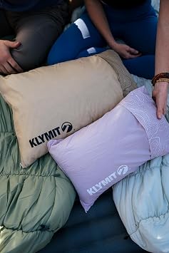 KLYMIT Drift Camping Pillow | Lightweight, Travel Head Rest for Sleep Filled with Shredded Memory Foam, Reversible Outer Cover for Extended Use, Regular Size Orchid