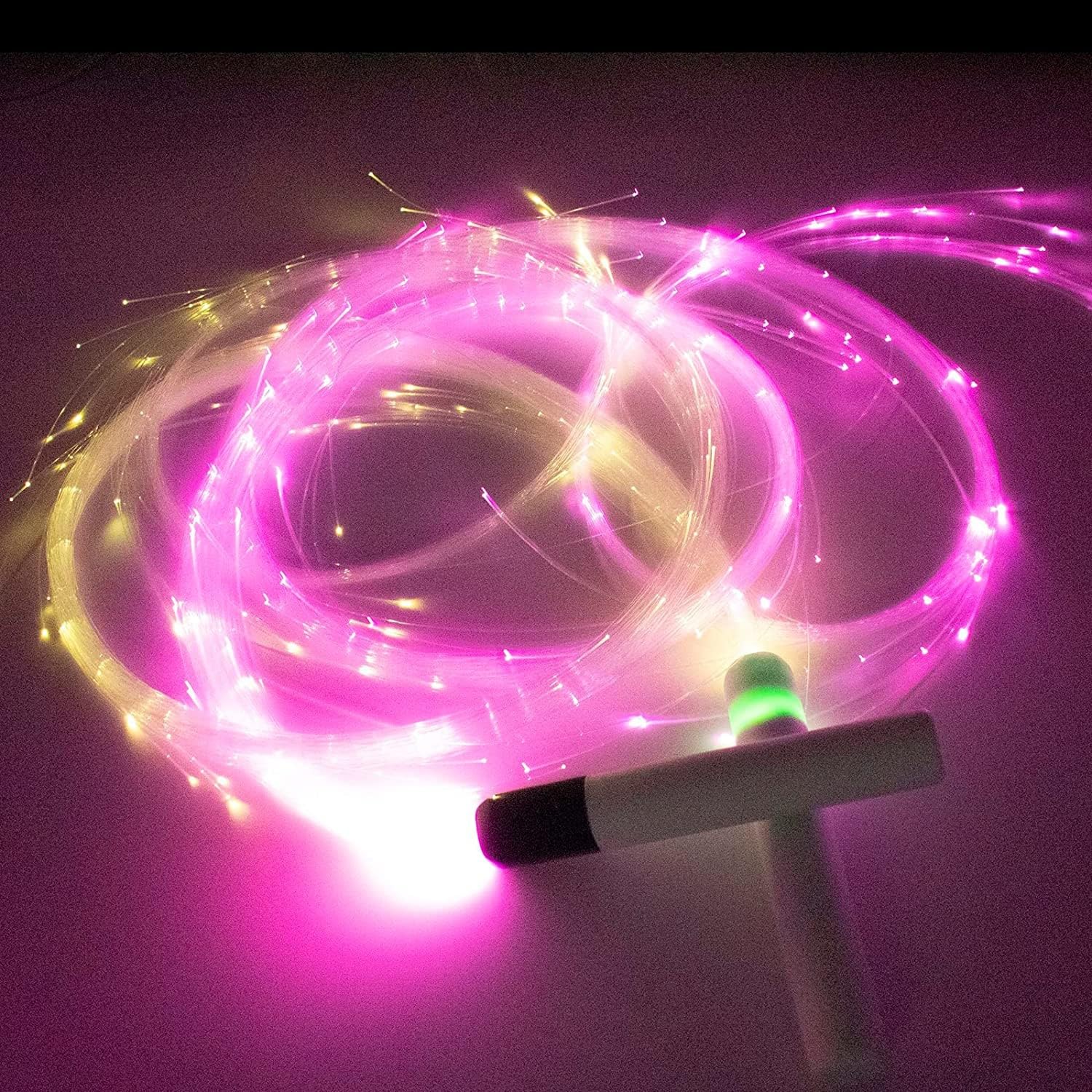 LED Peitsche, LED Glasfaser Weltraumpeitsche, Leuchtende Peitsche, Led Lichtpeitsche Mit 7 Farben Und 4 Leuchtmodi Für Tanzen Lichtshows Karneval Partys Musikfestival,Bar-Cheer-Requisiten