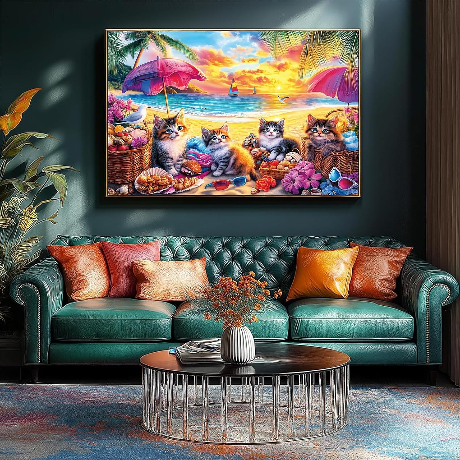 500 Piece Jigsaw Puzzle for Adults –Summer Beach Cats Jigsaw Puzzles 500 Pieces, Cat Lovers Puzzles for Adults 500 Pieces, Challenging Perfect for Game Nights, 20.5 X 15 in