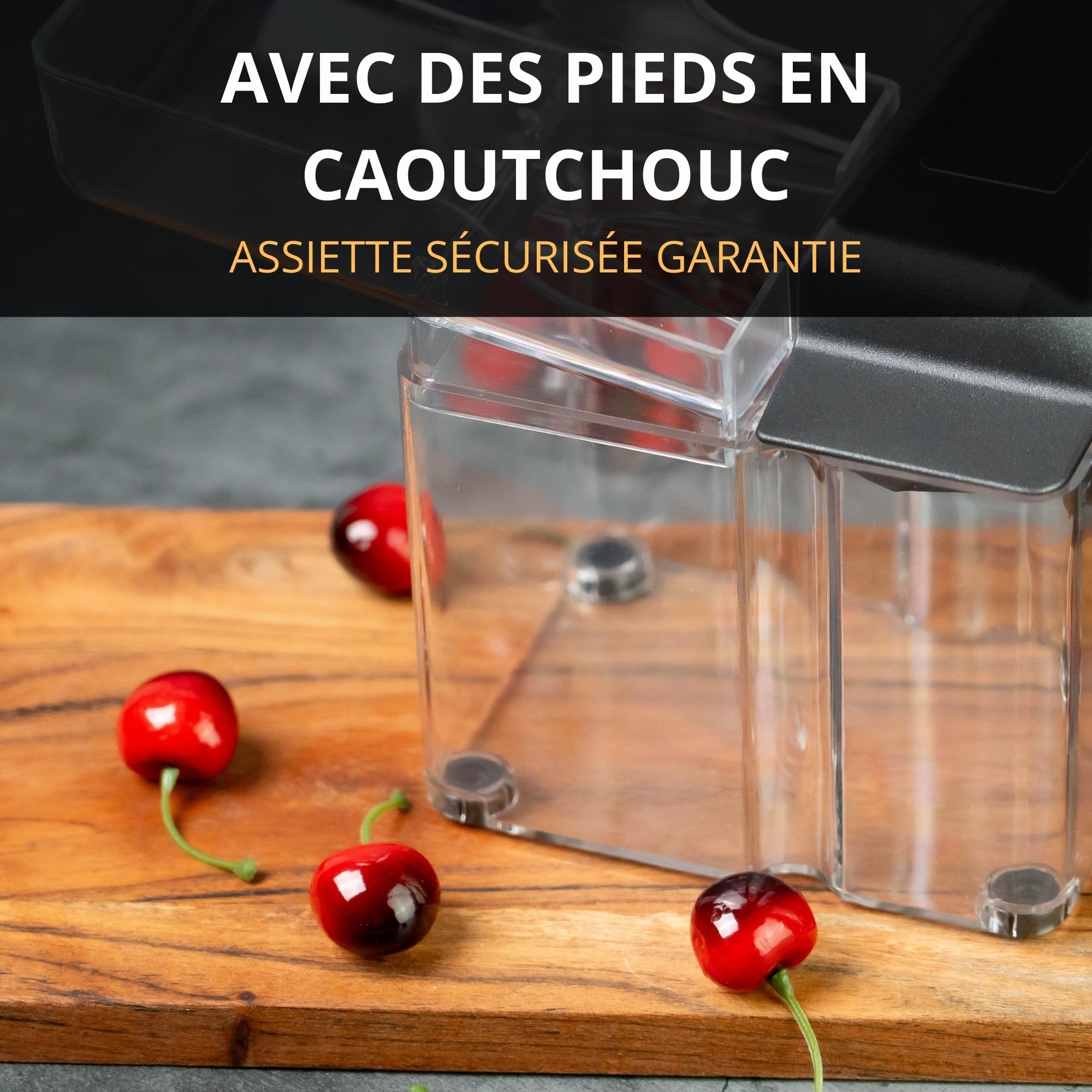Dénoyauteur de cerises Thiru Premium - grande capacité de dénoyautage - pour cerises fraîches, en conserve, surgelées - avec protection anti-éclaboussures - Made in Germany
