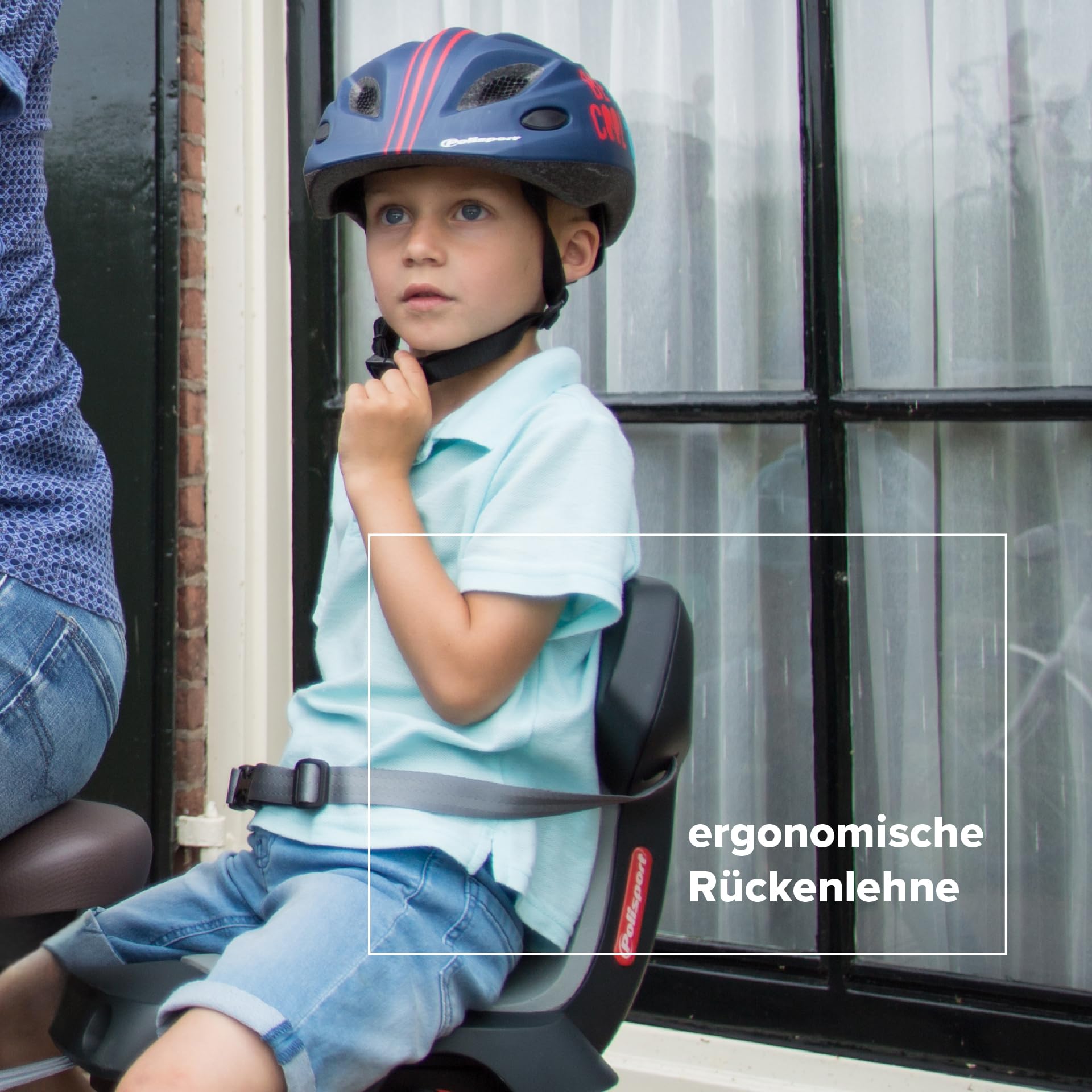 POLISPORT 8636100022 - Guppy Junior Fahrradkindersitz Hinten MIK-HD für Kinder ab 6 Jahren, kompatibel mit Fahrrädern von 24''-29'' und E-Bikes mit MIK HD-Gepäckträger max.27 kg in Dunkelgrau