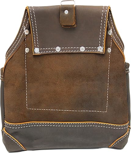 Miniatura 5 de USA Pro Tools Bolsa de herramientas de cuero curtido con aceite de grano superior de 10 bolsillos para constructores, electricistas, fontaneros,