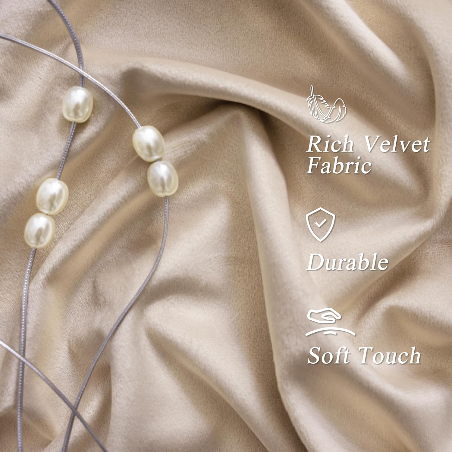 DriftAway Velvet Curtains Beige Room Darkening Curtains 84 Inches Long 2 Panel Set Super Soft luxury Grommet Curtains Thermal Insulated Blackout Drapes for living room Bedroom Camel Beige 52 inch wide