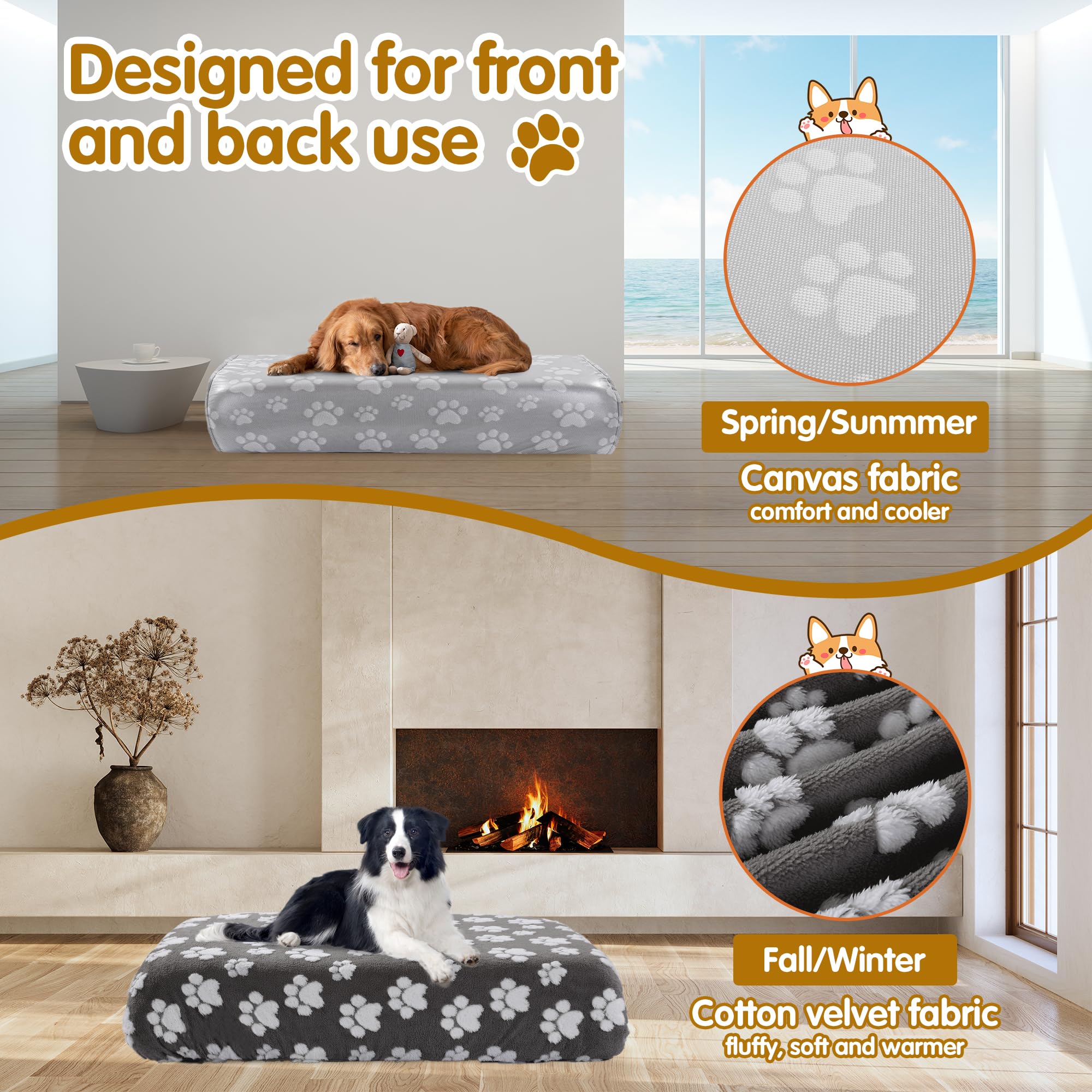 BALAPET Funda de cama lavable para perro, 100 % impermeable, de terciopelo de felpa suave para perro, funda ajustable reutilizable para cama de mascotas, funda extraíble para cama de perro grande