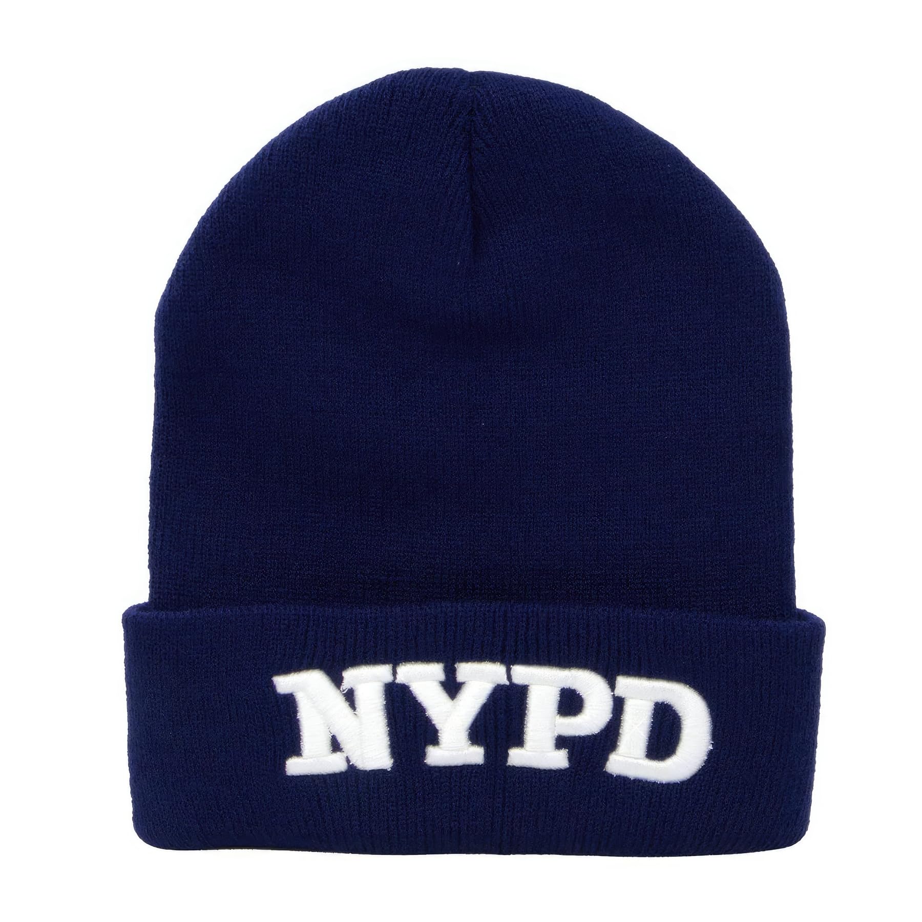 City-Souvenirs Police Beanie Hat Navy Embroidered Knit Winter New York Skull Cap, Navy, White, One Size