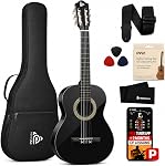 Pyle 30" Classical Acoustic Guitar Kit-1/4 Size Handcrafted Gloss Finish, 6 Steel Strings w/Gig Bag, Tuner, Picks, Strap- Beginners Kids-Right Handed