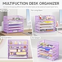 Vista 17 de 5 Tray Paper Organizer Letter Tray with Handle - Mesh Desk File Organizer, Paper Sorter Organizer for Office, Home or School File Folder Holder