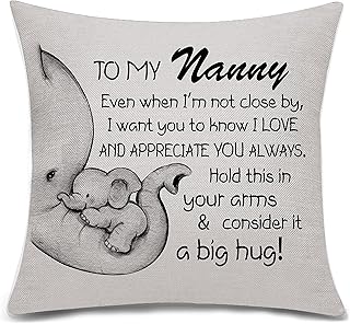 Bacmaxom Nanny Gifts Elephant Cushion Cover Throw Pillow Cover for Nanny Grandma Nana from Granddaughter Grandson Nanny Birthday Gifts Thanksgiving (nanny)