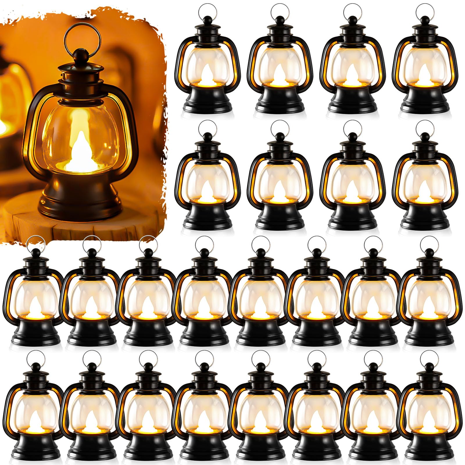 Ferraycle 12 Pack Halloween Mini Lantern Set With Witch Hats & Brooms