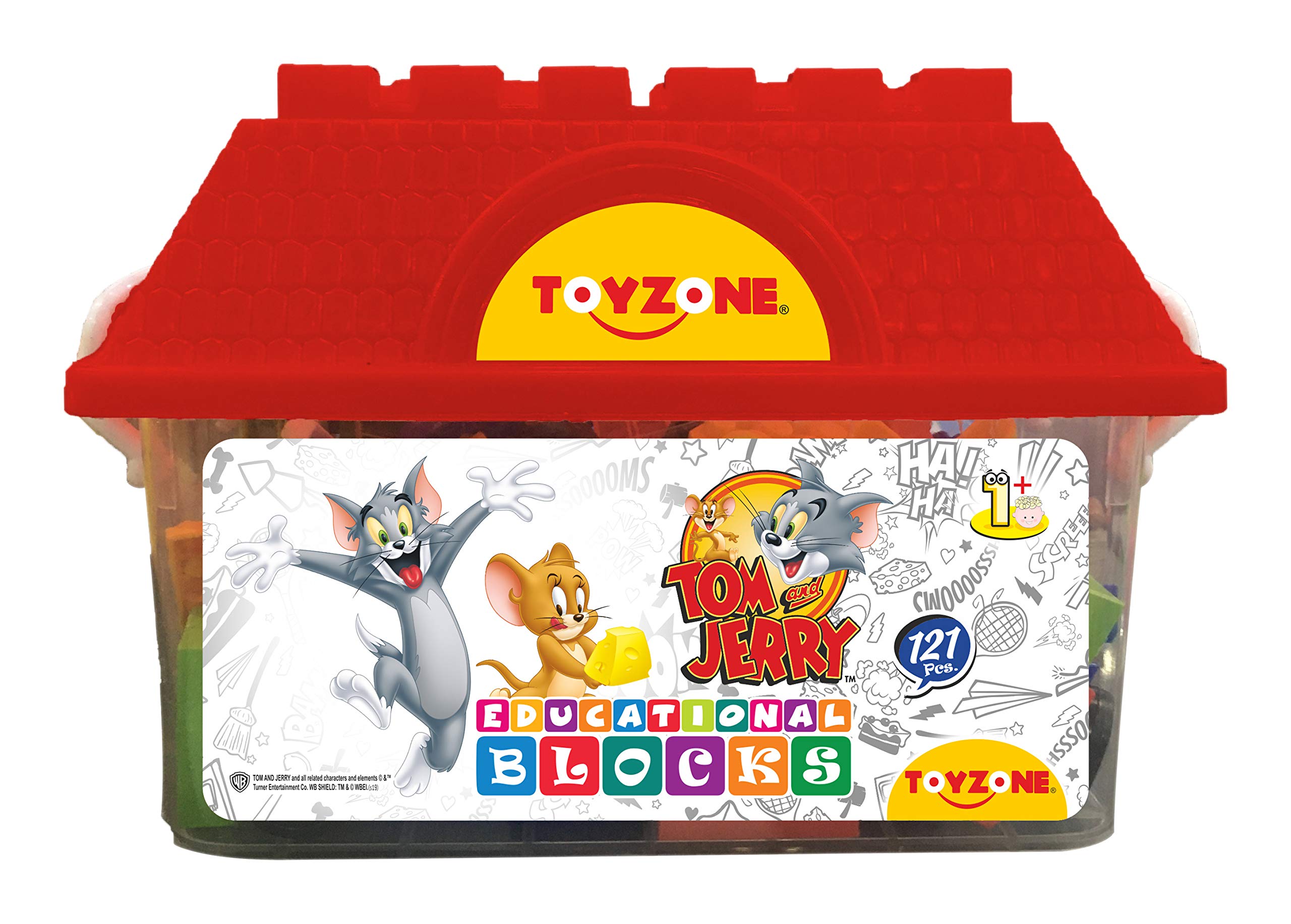 Toyzone Tom & Jerry Educational Hut Blocks 121 Pcs -81074 | Blocks Game | Educational Blocks | Hut Pack | Educational Toy for Kids | Smart Activity Fun and Learning Blocks | Colorful Blocks for boys & girls | Tom & Jerry Block Puzzle | For kids age 3+ years