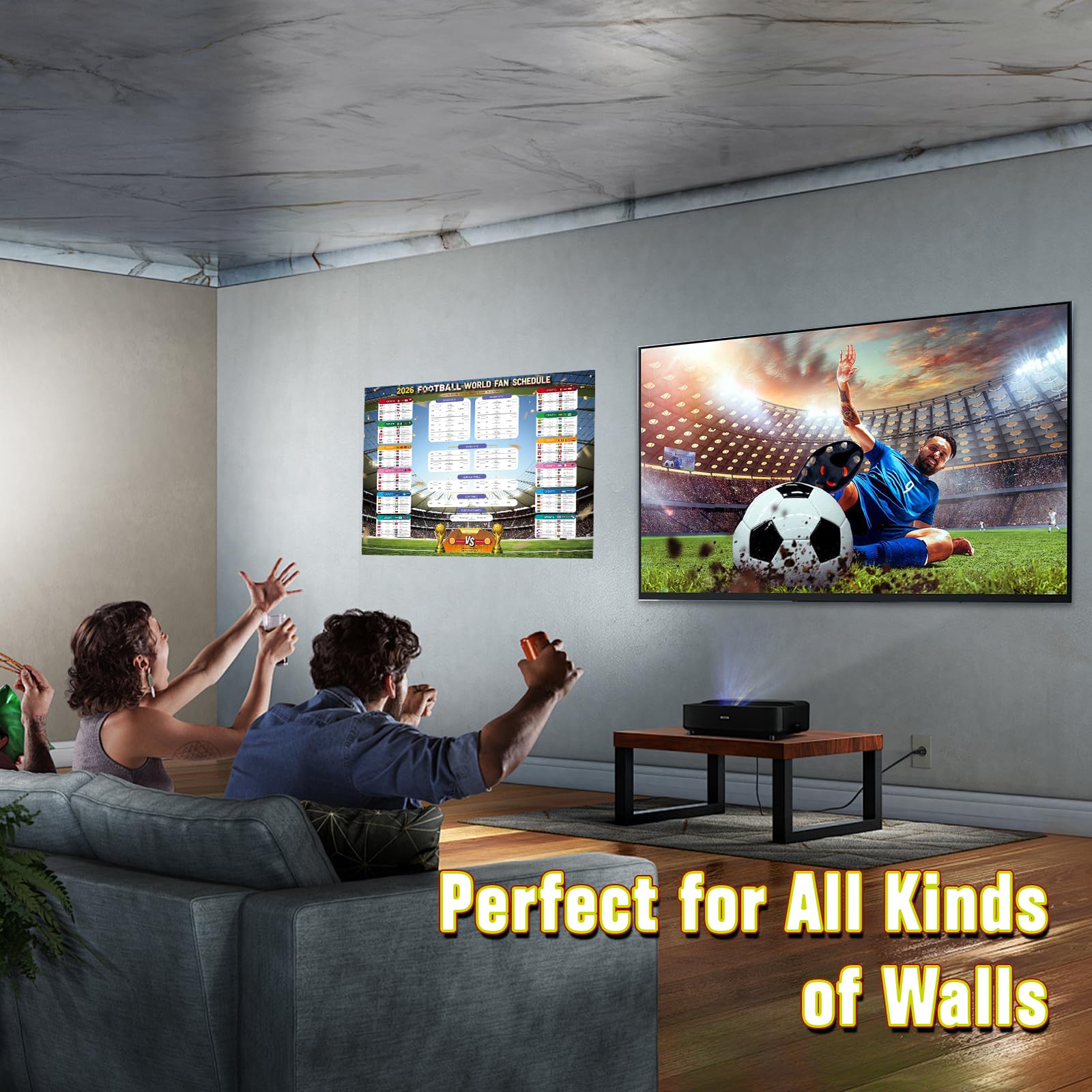WALLFID 98x70cm Affiche Calendrier Coupe du Monde 2026,Heure Europe Centrale,Coupe du Monde,Competition 2026,Decoration Murale Pour Salon Bureau