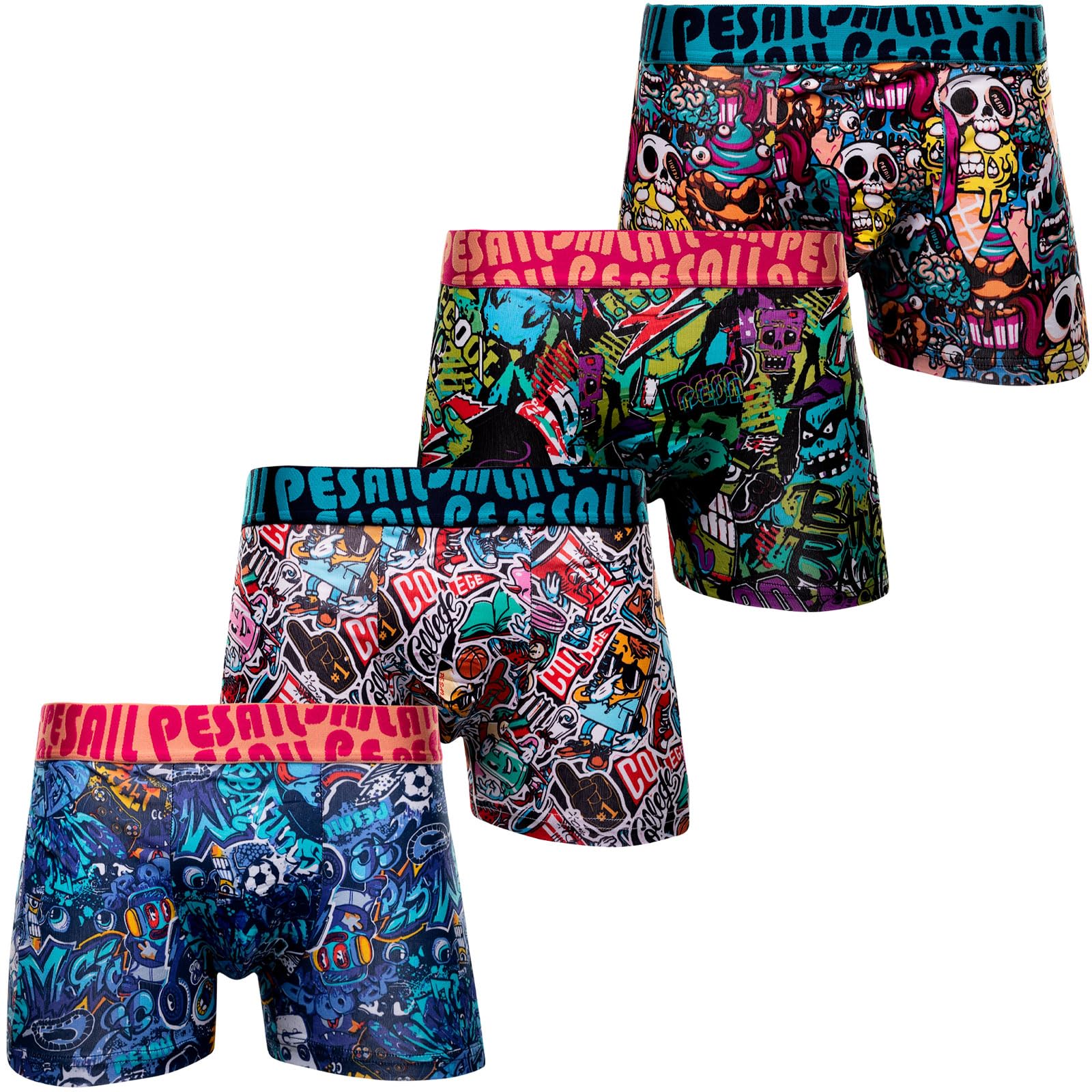 Jungen Boxershorts 5 oder 10 Pack, Modal-Baumwolle Mischung, Größen 110-176, Bequeme Unterhosen für Kinder, Retroshorts ohne kratzenden Zettel