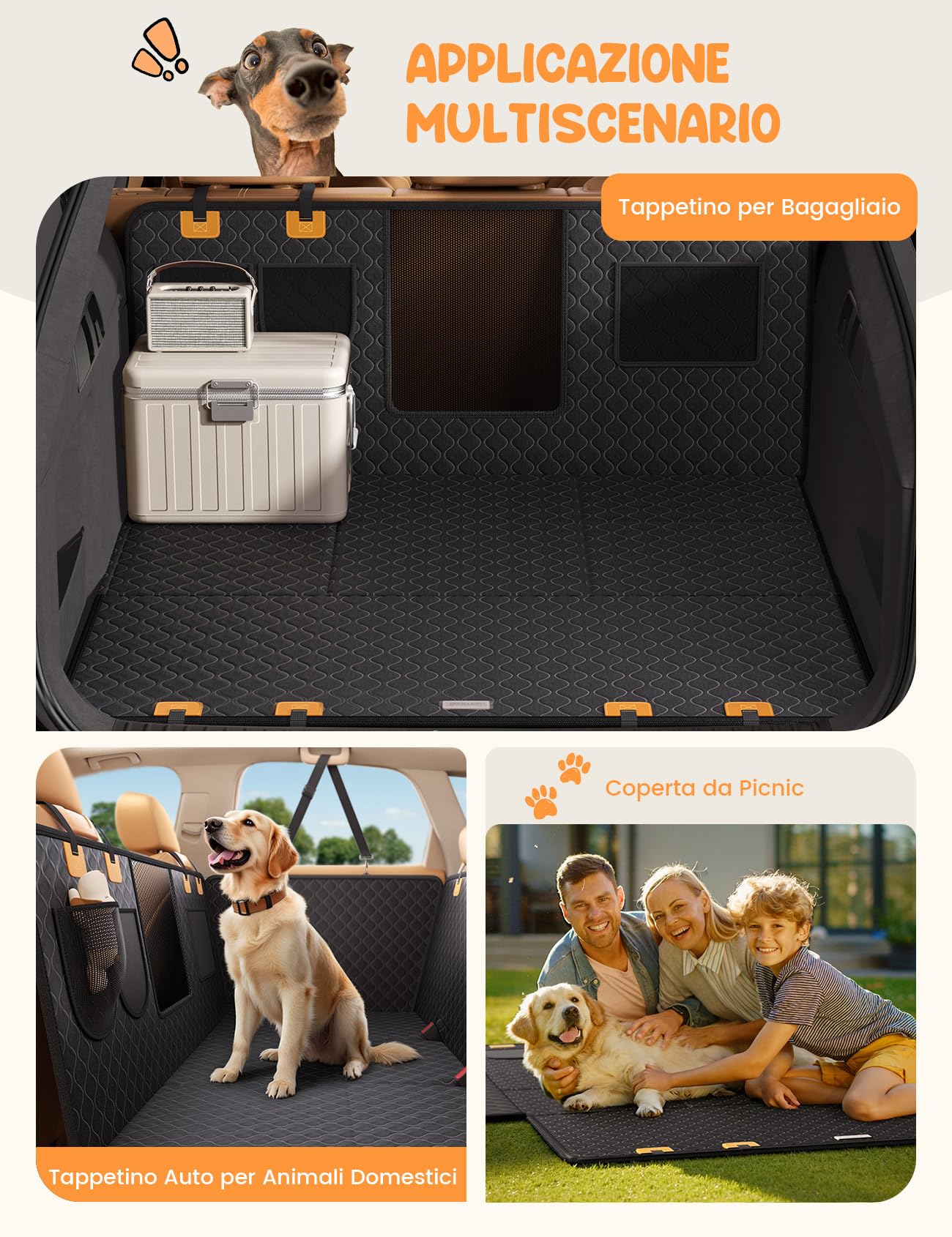 Lamicall Coprisedile per Auto per Cani, Telo Auto per Cani - [Migliore Antistrappi] Impermeabile Antiscivolo e Antigraffio, con Finestra Visibile, Lavabile in Lavatrice, per SUV e Piccoli Furgoni, L