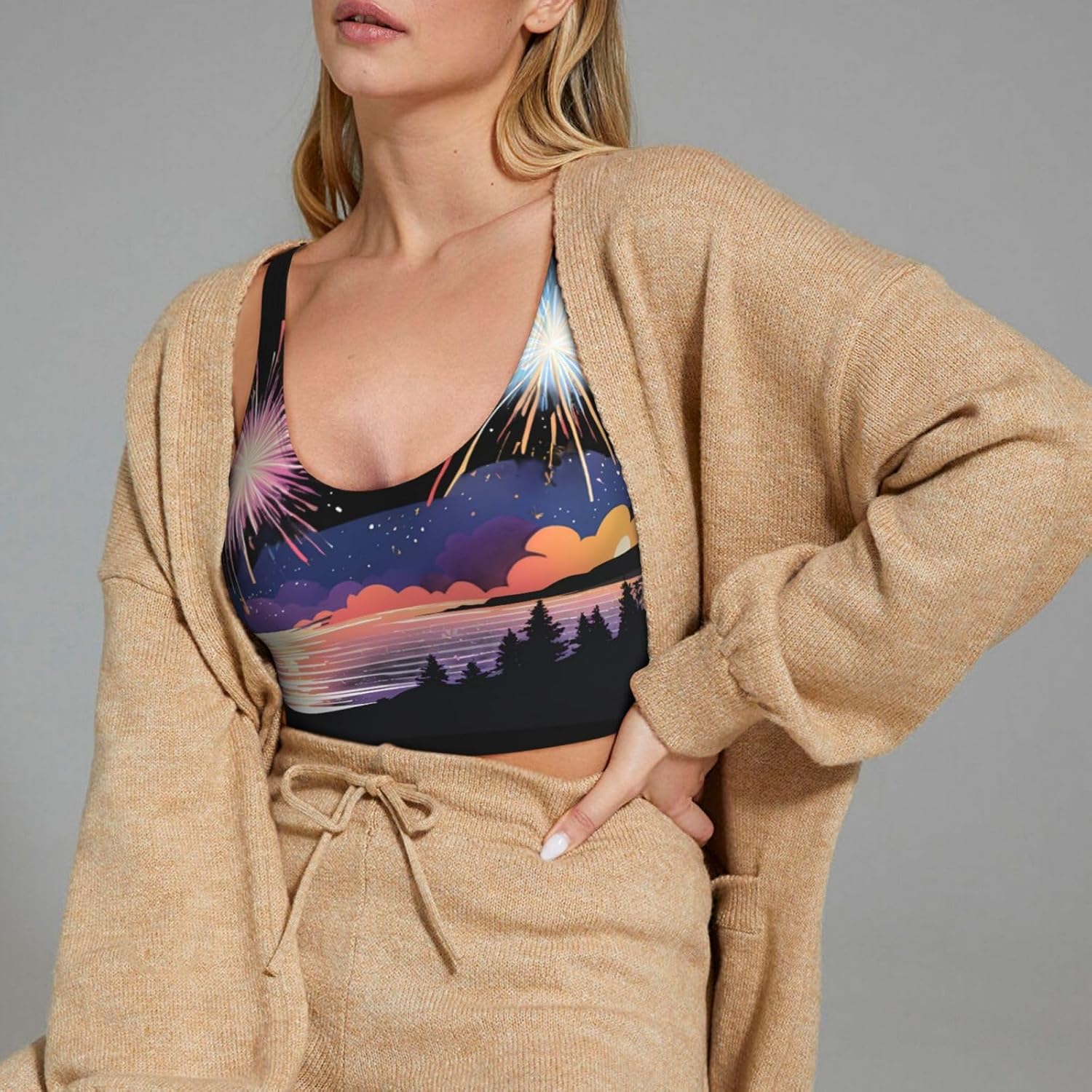 Women's Sports Vest Fireworks on The Coast Printed Soft, Comfortable, Lightweight, and Breathable