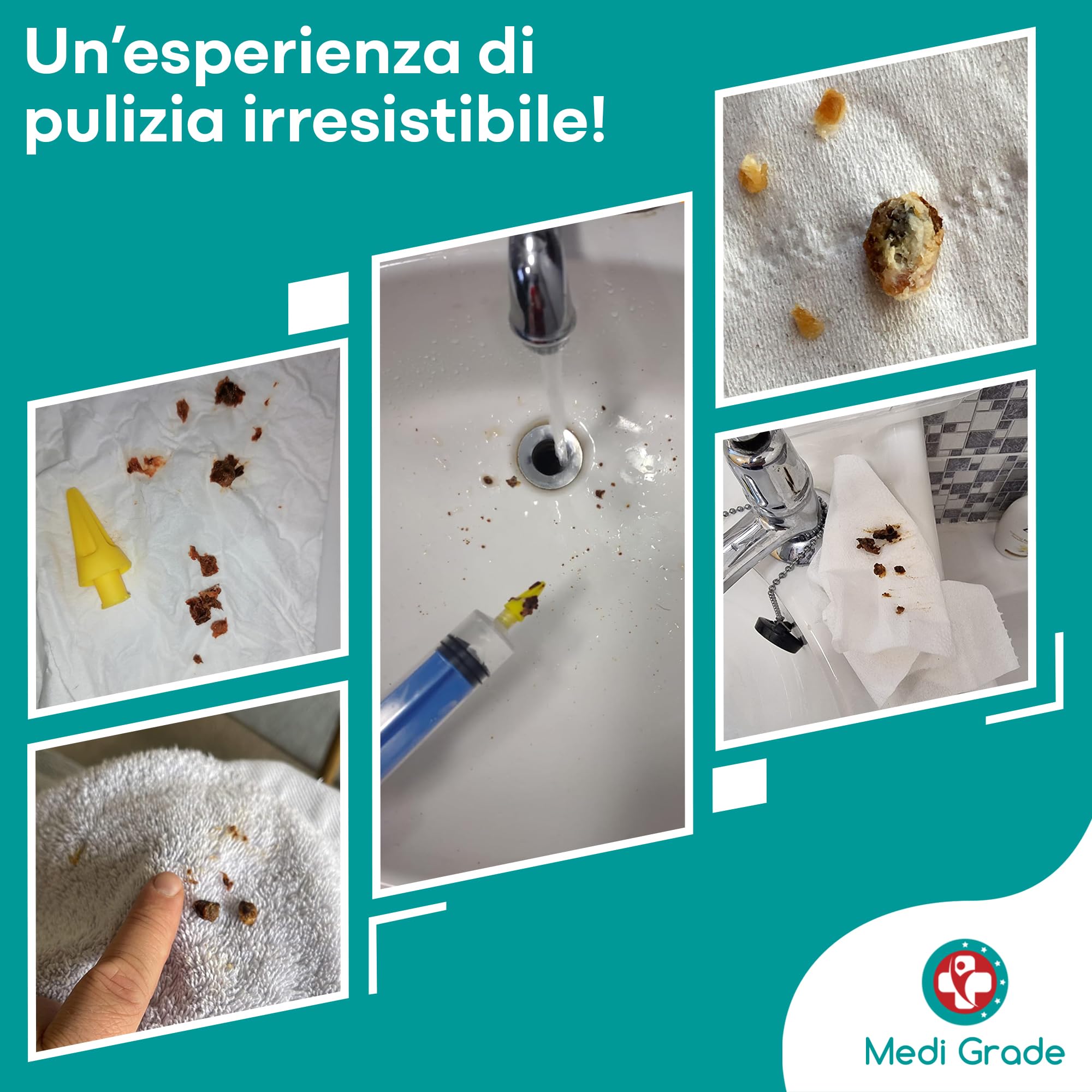 Kit Pulisci Orecchie – Pulizia Orecchie e Rimozione Cerume by Medi Grade – Kit per Pulire Orecchie con Siringa Orecchie da 60 ml con 3 Punte Quad-Stream