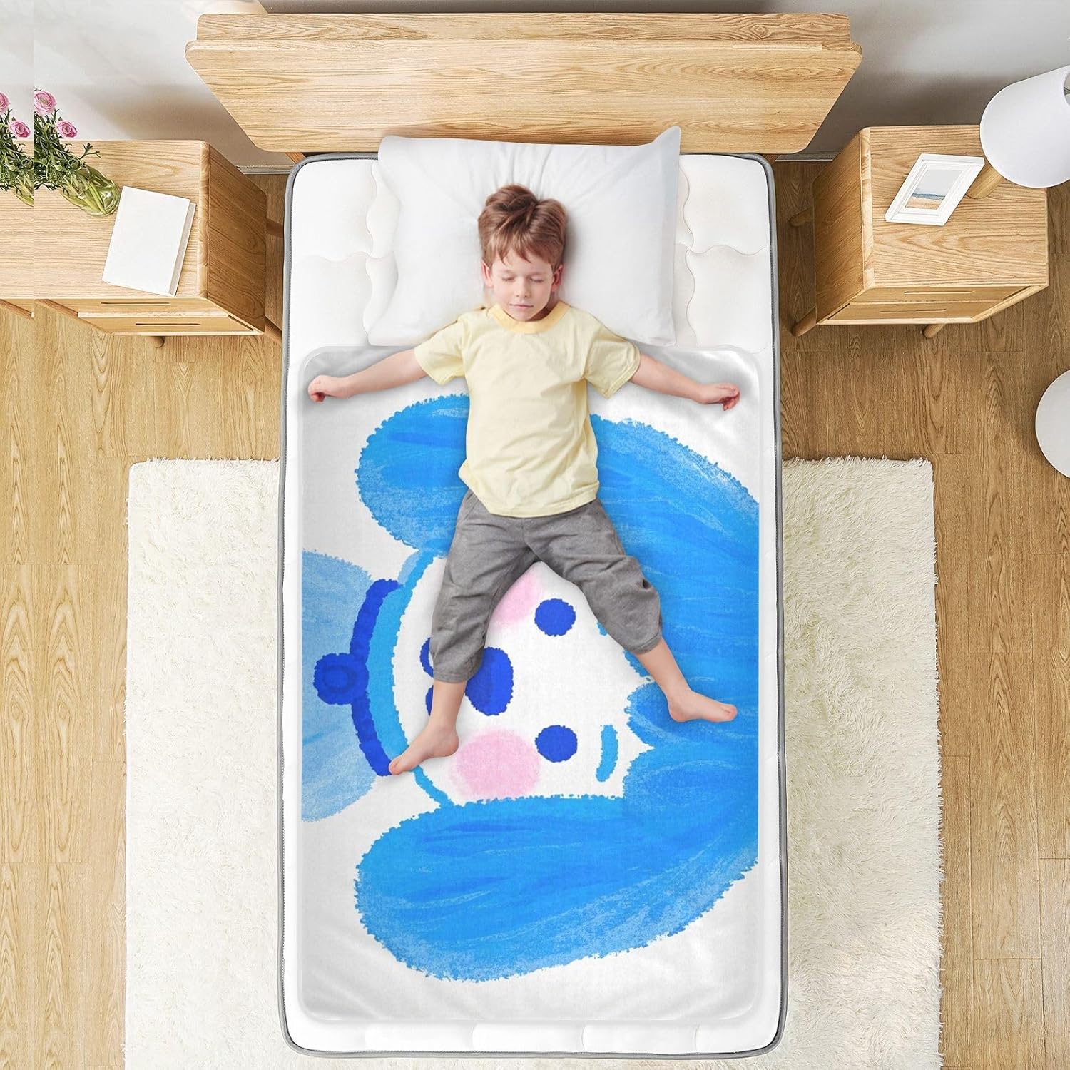 Cartoon Cute Blue Fur Dog Extra Large Resuable Changing Pad Covers Highly Absorbent Sheet Cover Underpads Machine Washable Toddler Bedding Products for Baby Toddler Children, 52" L x 34" W