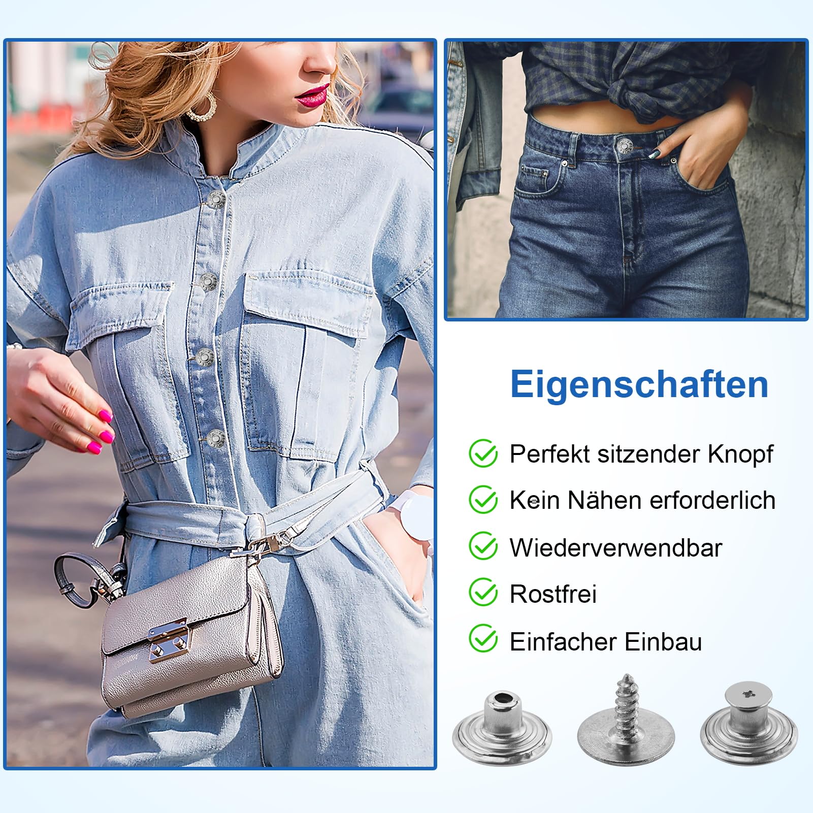 Boutons De Jeans Sans Couture - 12 Pièces, 17 Mm, Argent - Pour Resserrer Ou élargir La Taille, Remplacement Facile, Réutilisables - 2
