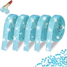 5 Rolls Rhinestone Ribbon Self Adhesive Aquamarine AB Crystal Strips for DIY Crafts, 4 Rows Jelly Gem Tape for Mermaid, Wedding Decor, Car, Clothes, Cup Customization