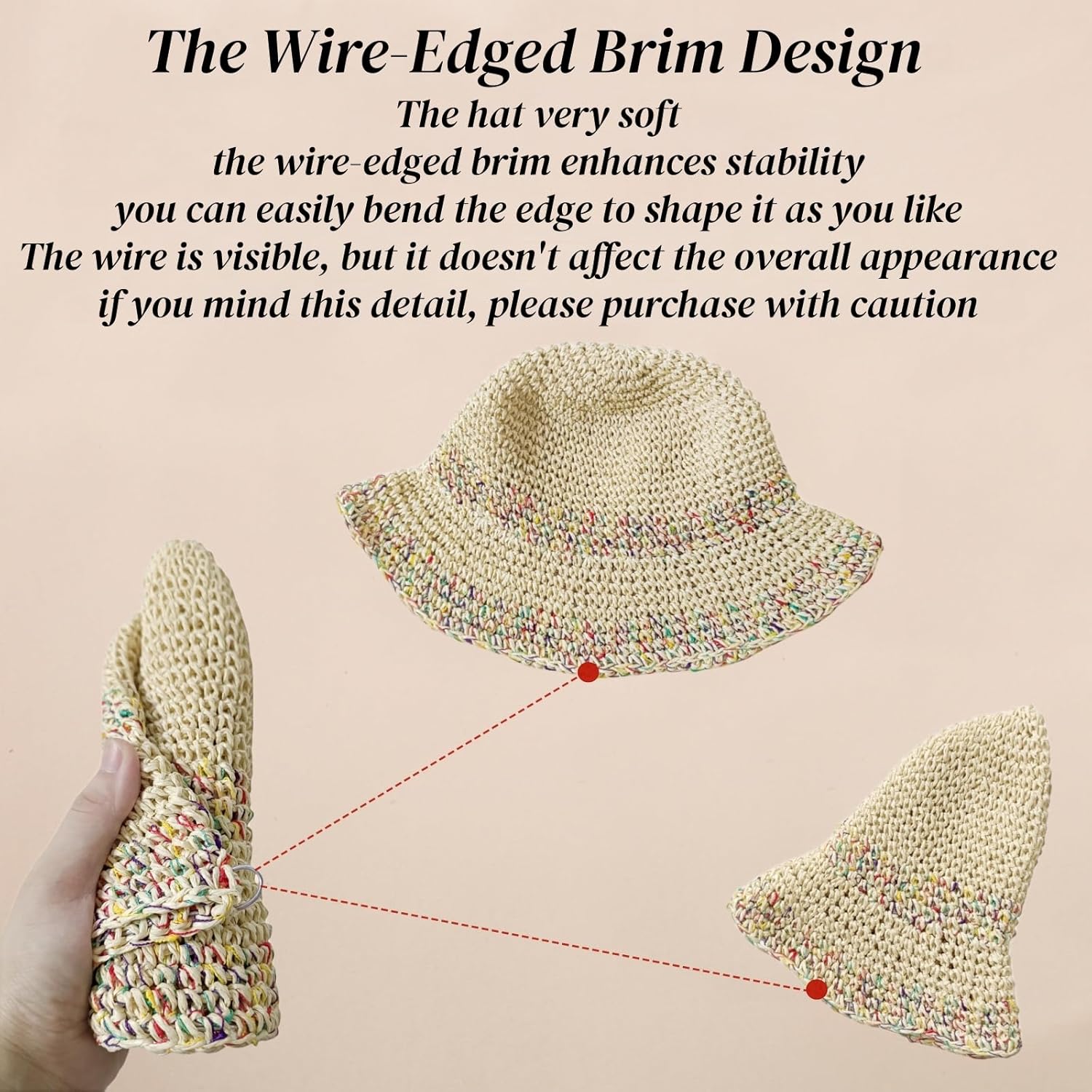 Floppy Big Beach Straw Hats for Women Foldable Summer Wide Brim Packable Sun Hat Womens Travel Straw Fedora Hat - Image 5