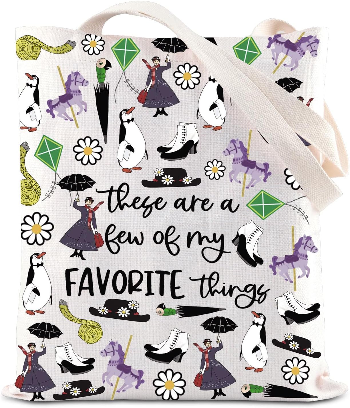 ENSIANTH Musical Tote Bag Practically Perfect in Every Way Shoulder Bag Musical Lover Merch (Poppins thing bag)