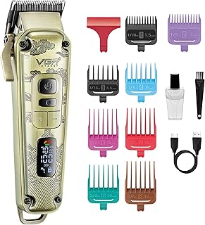 ماكينة حلاقة شعر لاسلكية للرجال مع مقبض مدبب من في جي ار - مجموعة حلاقة شعر كهربائية لقص شعر الرأس مع شفرات سيراميك - 7000 دورة في الدقيقة، قابلة لإعادة الشحن عبر بطارية USB-C 250 دقيقة، سرعات متعددة