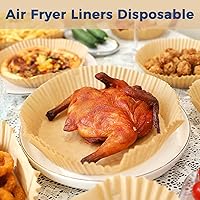 Vista 2 de 100 piezas de forros de papel desechables para freidora de aire, aptos para freidoras de aire de 3-5QT, papel de pergamino antiadherente, papel