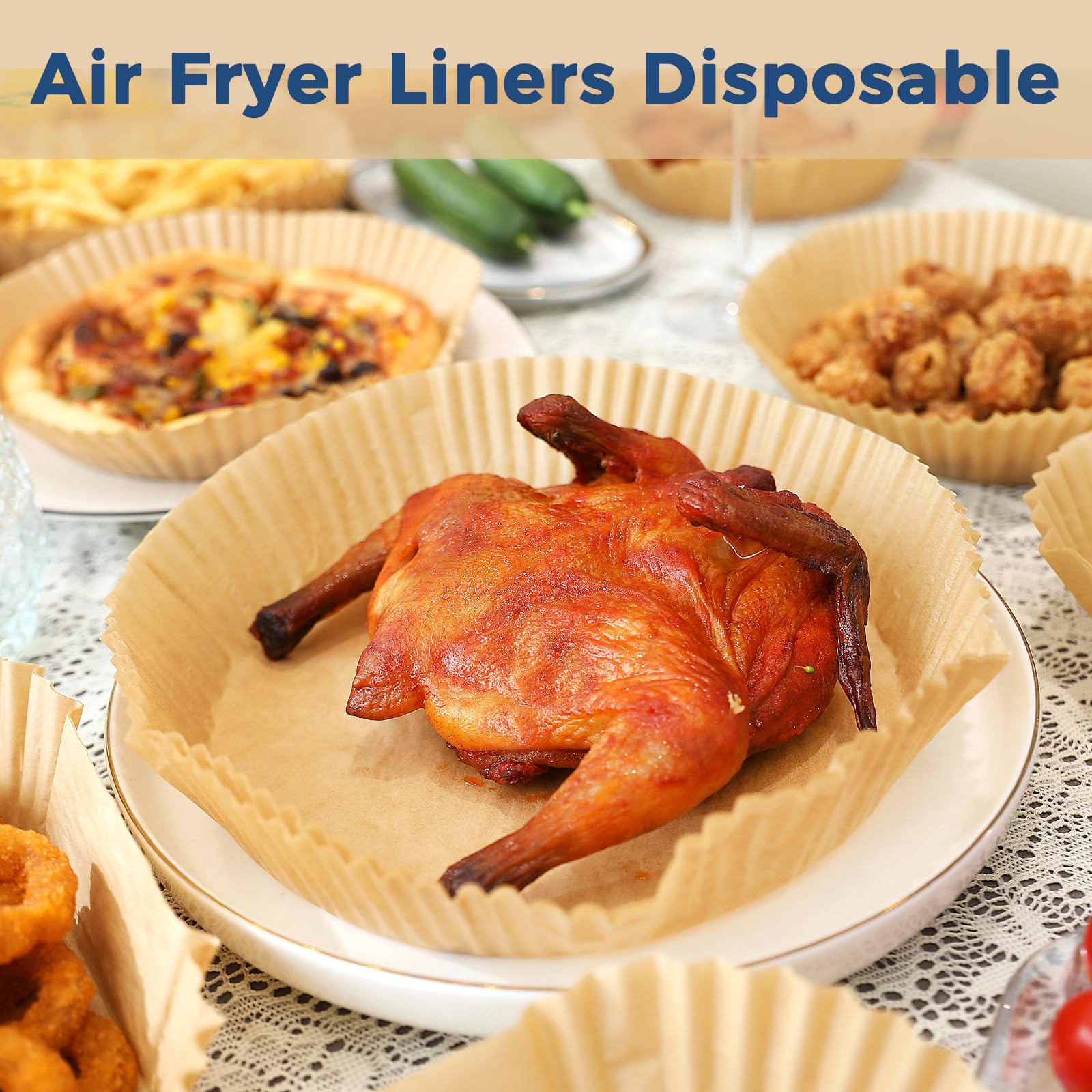 Foopama 100PCS Air Fryer Paper Liners, 6.5inch, Round, 100 Pieces