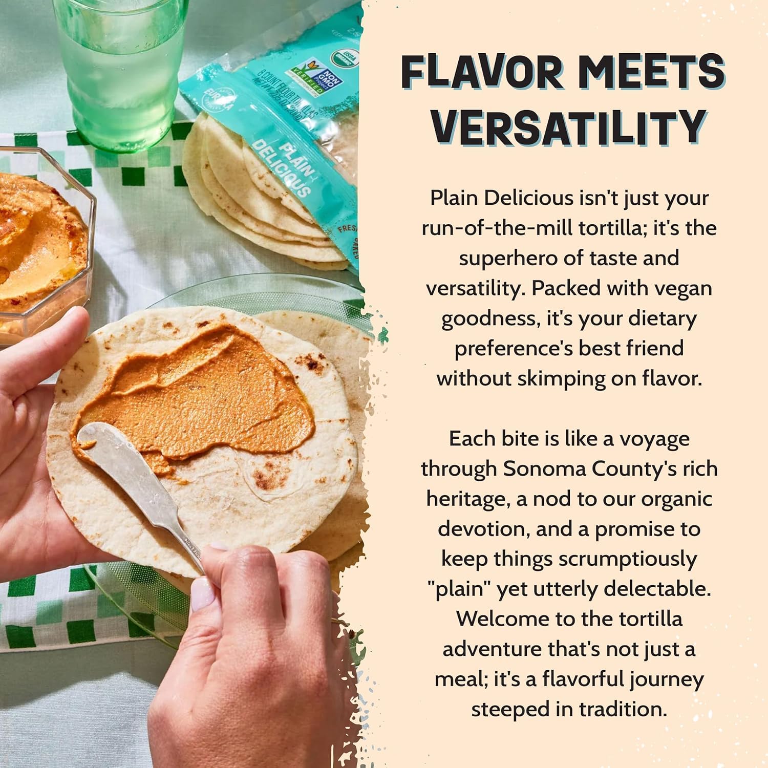 Eureka Tortilla Organic Plain Delicious Flour Tortillas | Organic Artisanal Tortillas | 6” Mini Wrap Whole Grains | Vegan, Non GMO, Low Calorie | (6 Packs, 8 Per Pack, 48 Total)