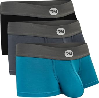 Real Men Bulge Enhancing Underwear 3in Modal 3-Pack 2XL (Black/Blue/Grey) BUNDLED WITH 3in Modal 3-Pack 2XL (Red/Purple/Sky Blue)