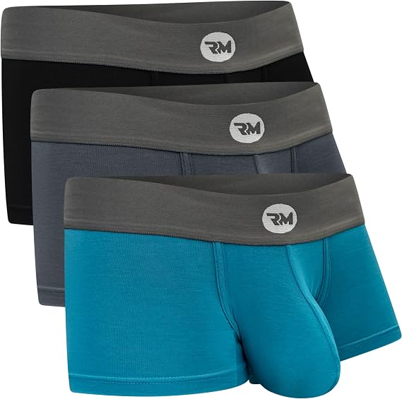 Real Men Bulge Enhancing Underwear 3in Modal 3-Pack 2XL (Black/Blue/Grey) BUNDLED WITH 3in Modal 3-Pack 2XL (Red/Purple/Sky Blue)