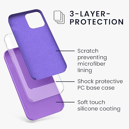 Miniatura 2 de kwmobile Funda compatible con Apple iPhone 12 Pro Max, funda de silicona TPU con acabado suave, color morado orquídea