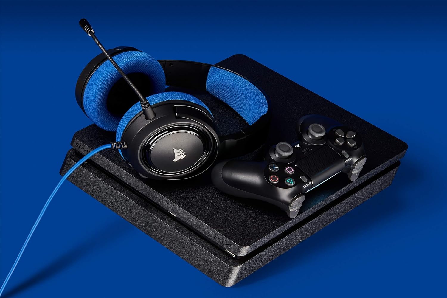 Corsair HS35 Stereo Lightweight Multiplatform Wired Gaming Headset – Detachable Uni-Directional Microphone – Neodymium Drivers – PC, PS5, PS4, Xbox, Nintendo Switch, Mobile – Blue