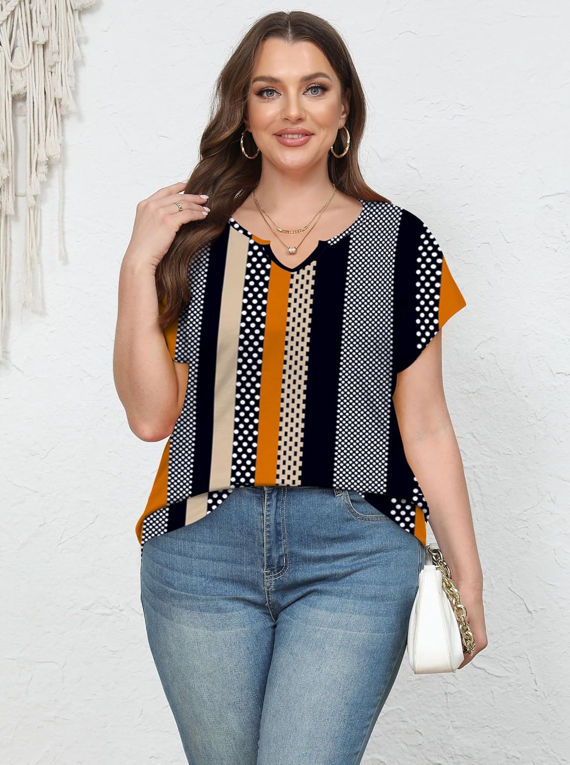 OFEEFAN Women's Cap Sleeve Shirts Casual Summer V Neck Tunic Tops Loose Tshirts Side Slit S-3XL - Image 3